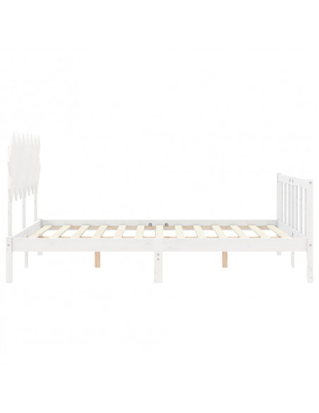 Giroletto con Testiera Bianco 140x190 cm in Legno Massello