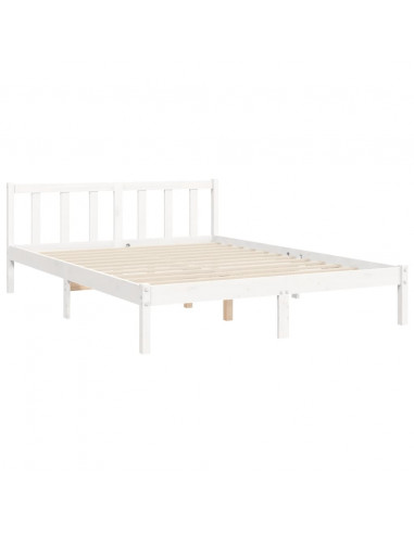 Giroletto con Testiera Bianco 140x190 cm in Legno Massello