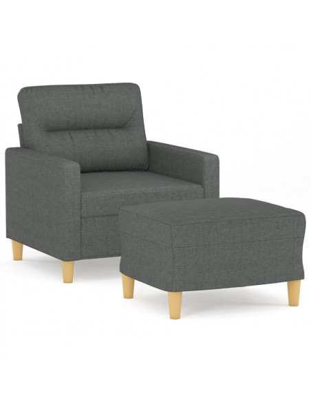 Poltrona con Poggiapiedi Grigio Scuro 60 cm in Tessuto
