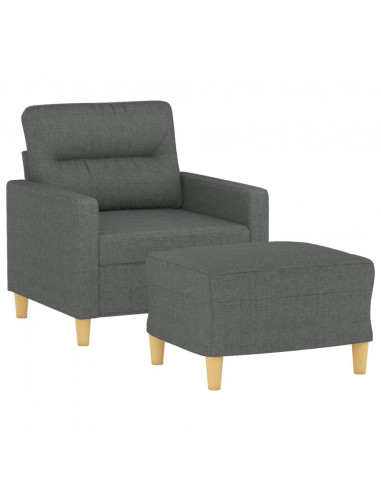 Poltrona con Poggiapiedi Grigio Scuro 60 cm in Tessuto