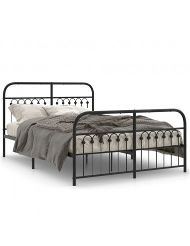 Giroletto con Testiera e Pediera Metallo Nero 140x190 cm