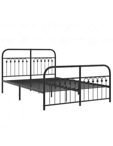 Giroletto con Testiera e Pediera Metallo Nero 140x190 cm