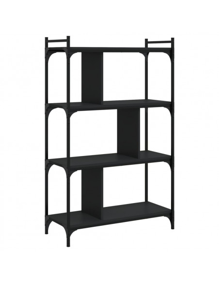 Libreria Nera 4 Ripiani 76x32x123 cm Legno Multistrato