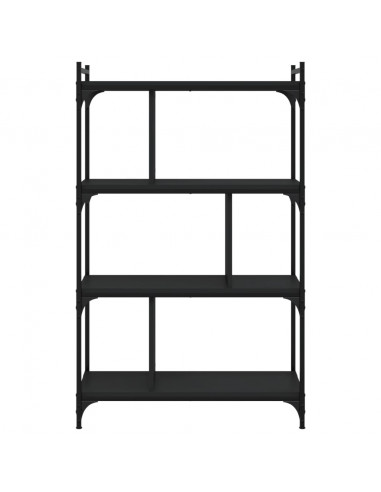 Libreria Nera 4 Ripiani 76x32x123 cm Legno Multistrato