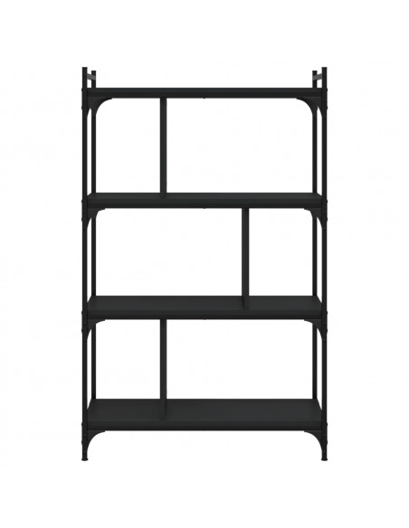 Libreria Nera 4 Ripiani 76x32x123 cm Legno Multistrato