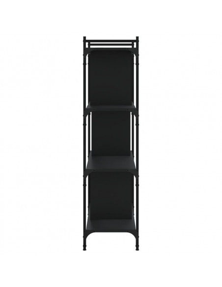 Libreria Nera 4 Ripiani 76x32x123 cm Legno Multistrato