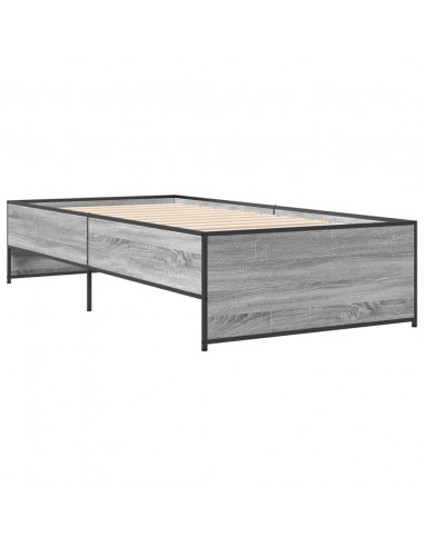 Giroletto Grigio Sonoma 90x190cm in Legno Multistrato e Metallo