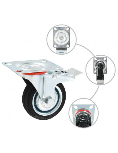 Ruote Girevoli con Doppio Freno 4 pz 75 mm