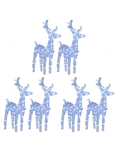 Renne di Natale 6 pz Bianco Freddo 240 LED in Acrilico