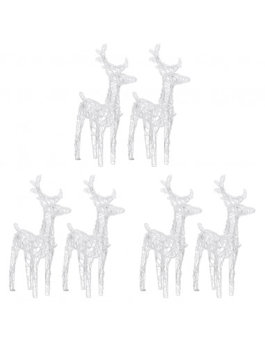 Renne di Natale 6 pz Bianco Freddo 240 LED in Acrilico