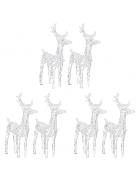 Renne di Natale 6 pz Bianco Freddo 240 LED in Acrilico