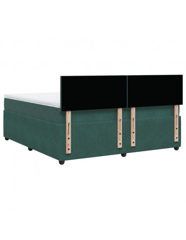 Giroletto a Molle con Materasso Verde Scuro 180x200 cm Velluto