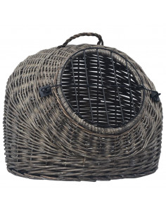 Trasportino per Gatti Grigio 50x42x40 cm in Salice Naturale 2