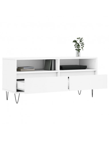 Mobile Porta TV Bianco 100x34,5x44,5 cm in Legno Multistrato