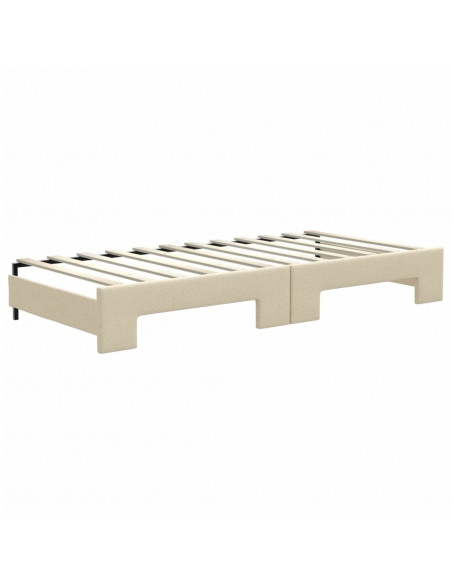 Divano Letto Estraibile con Cassetti Crema 90x200 cm in Tessuto