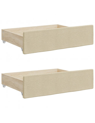 Divano Letto Estraibile con Cassetti Crema 90x200 cm in Tessuto