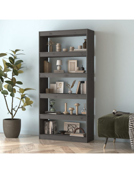 Libreria/Divisorio Grigio 80x30x167,4 cm in Massello di Pino
