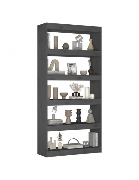 Libreria/Divisorio Grigio 80x30x167,4 cm in Massello di Pino