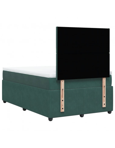 Giroletto a Molle con Materasso Verde Scuro 120x190 cm Velluto