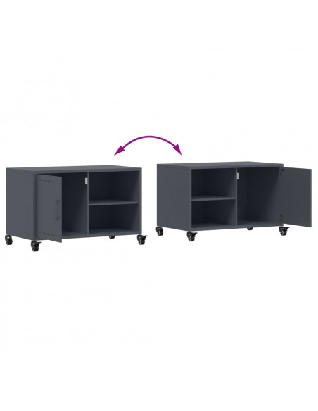 Mobile TV Antracite 68x39x43,5 cm in Acciaio Laminato a Freddo