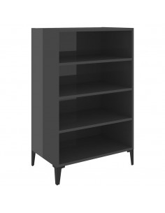 Credenza Grigio Lucido 57x35x90 cm in Legno Multistrato 2