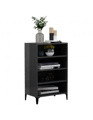 Credenza Grigio Lucido 57x35x90 cm in Legno Multistrato