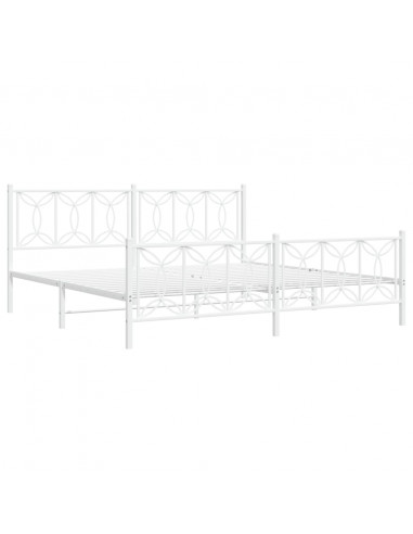 Giroletto con Testiera e Pediera Metallo Bianco 193x203 cm