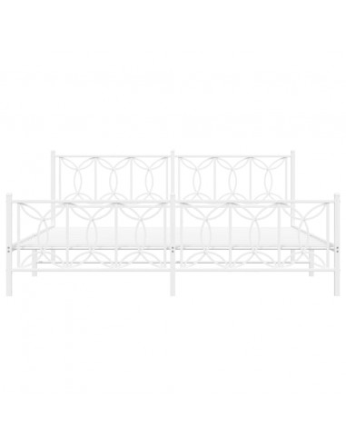 Giroletto con Testiera e Pediera Metallo Bianco 193x203 cm