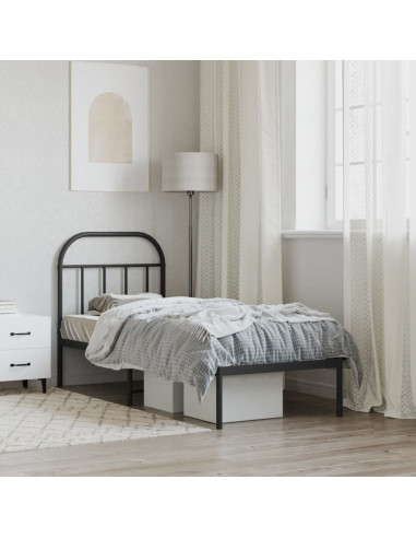 Giroletto con Testiera in Metallo Nero 75x190 cm