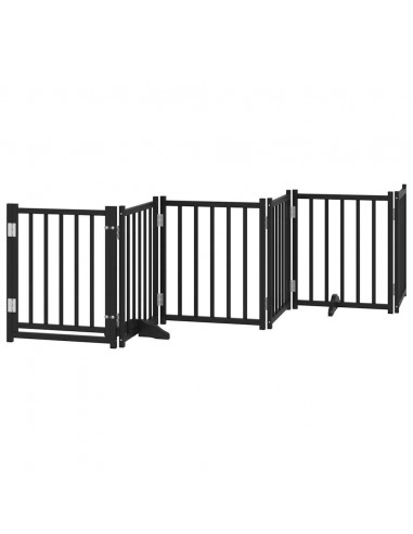 Cancello Cani Porta Pieghevole Nero 15 Pannelli 750 cm Pioppo