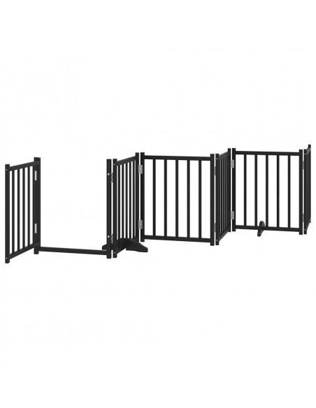 Cancello Cani Porta Pieghevole Nero 15 Pannelli 750 cm Pioppo