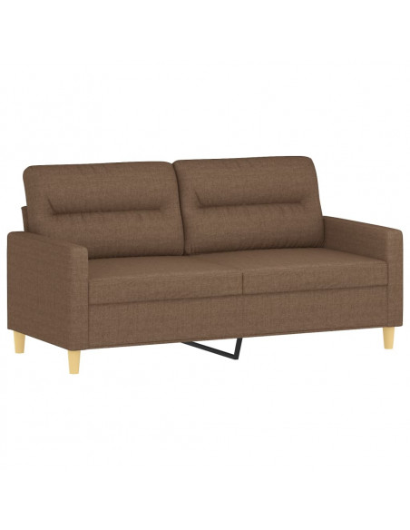 Set di Divani 3 pz con Cuscini Marrone in Tessuto