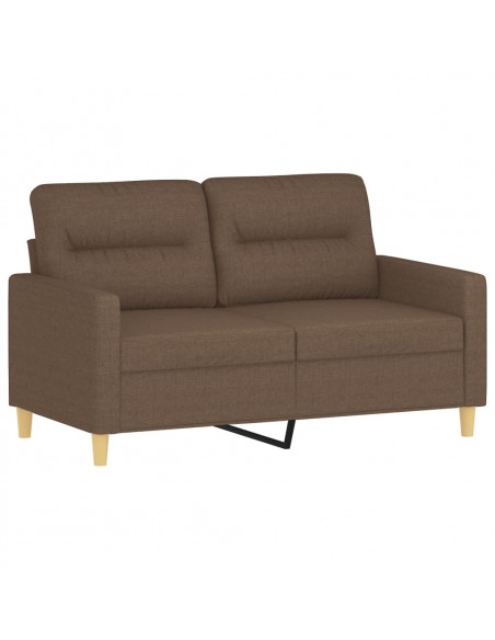Set di Divani 3 pz con Cuscini Marrone in Tessuto