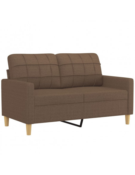 Set di Divani 3 pz con Cuscini Marrone in Tessuto