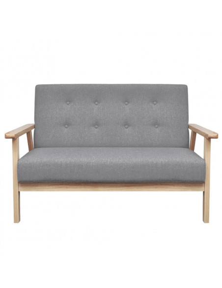 Set di Divani 3 pz in Tessuto Grigio Chiaro