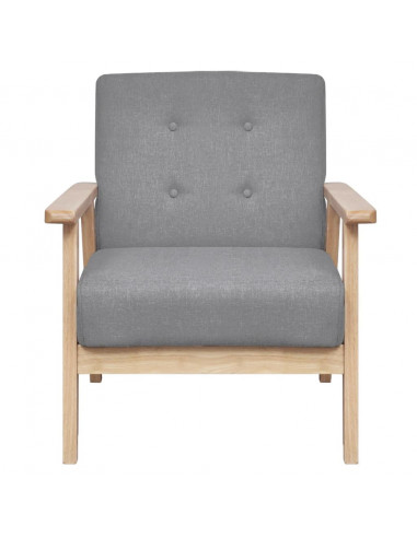 Set di Divani 3 pz in Tessuto Grigio Chiaro