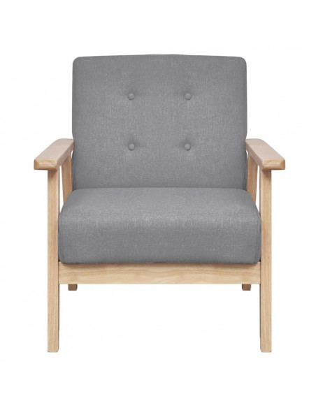 Set di Divani 3 pz in Tessuto Grigio Chiaro