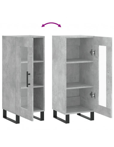 Credenza Grigio Cemento 34,5x34x90 cm in Legno Multistrato