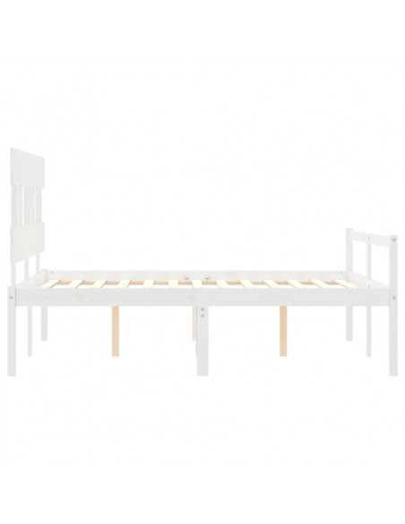 Letto per Anziani con Testiera Bianco 120x200 cm Legno Massello