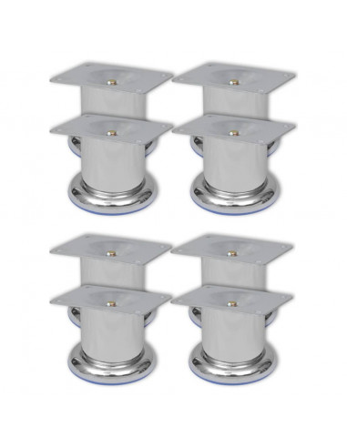 Piedini Rotondi per Divani 8 pz Cromati 60 mm