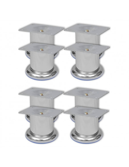 Piedini Rotondi per Divani 8 pz Cromati 60 mm