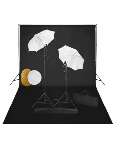 Kit Studio Fotografico con Luci Ombrelli Fondale e Riflettore 2