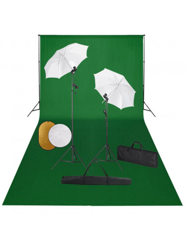 Kit Studio Fotografico con Luci Ombrelli Fondale e Riflettore