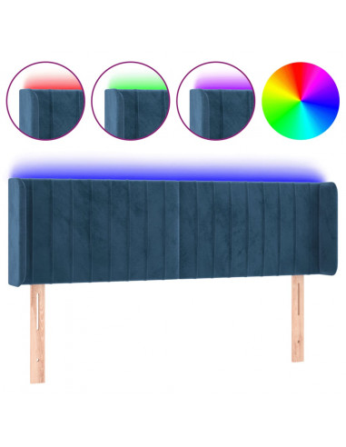 Testiera a LED Blu Scuro 147x16x78/88 cm in Velluto