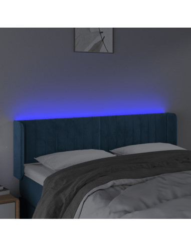 Testiera a LED Blu Scuro 147x16x78/88 cm in Velluto