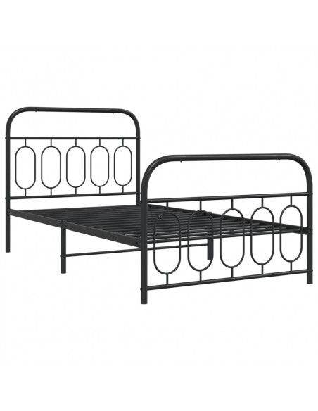 Giroletto con Testiera e Pediera Metallo Nero 100x200 cm