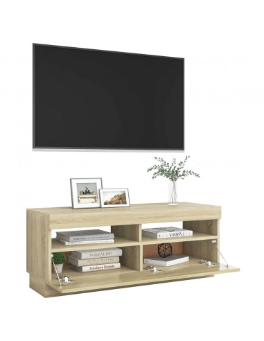 Mobile Porta TV con Luci LED Rovere Sonoma 100x35x40 cm