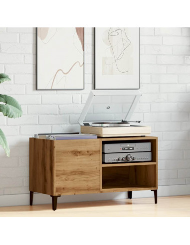 Mobile Porta Dischi Rovere Artigianale 84,5x38x48cm Multistrato
