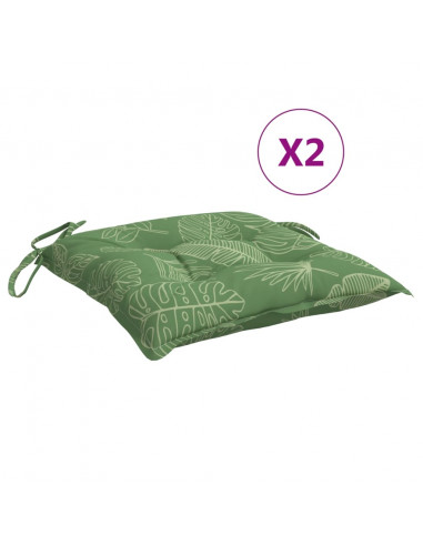 Cuscini per Sedia 2 pz Motivo a Foglie 50x50x7 cm Tessuto