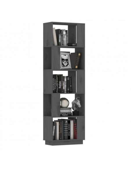 Libreria/Divisorio Grigio 51x25x163,5 cm Legno Massello di Pino
